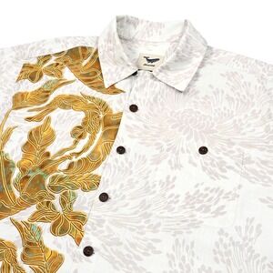 Yiume Shirt Mens Medium Geometric Floral Hawaiian Button Up Short Sleeve Cruise